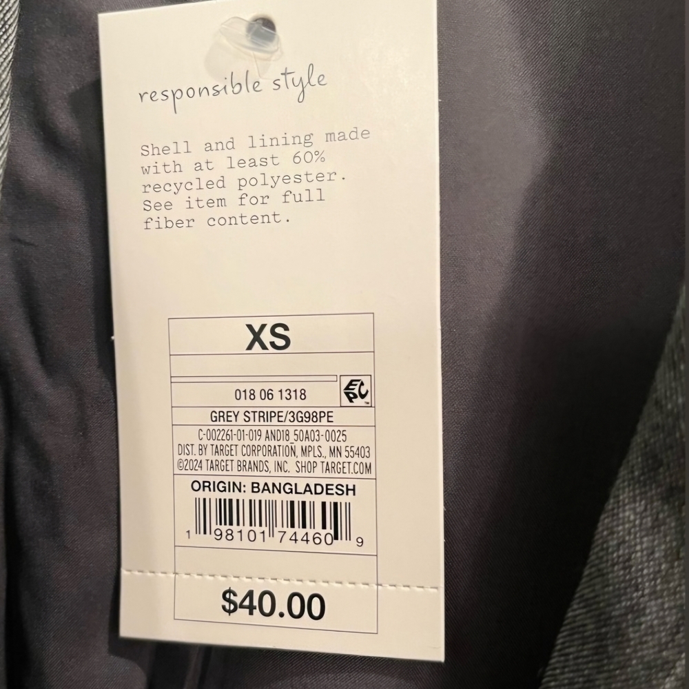 a new day Women's Charcoal Pinstripe Blazer Sz XS- NWT - Picture 4 of 5
